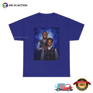 Bronny James and Lebron James father and son Angeles Lakers Vintage 90s Shirt 3