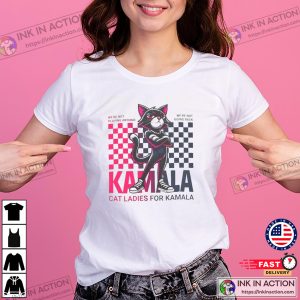 Cat Ladies For Kamala Animation Support Harris 2024 T shirt