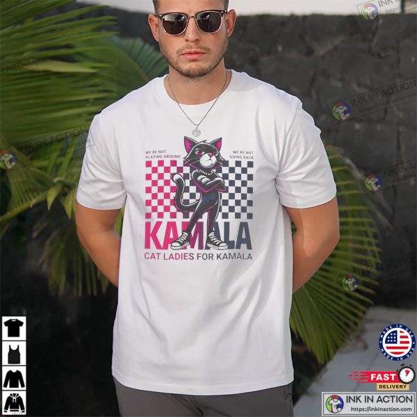 Cat Ladies For Kamala Animation Support Harris 2024 T-shirt