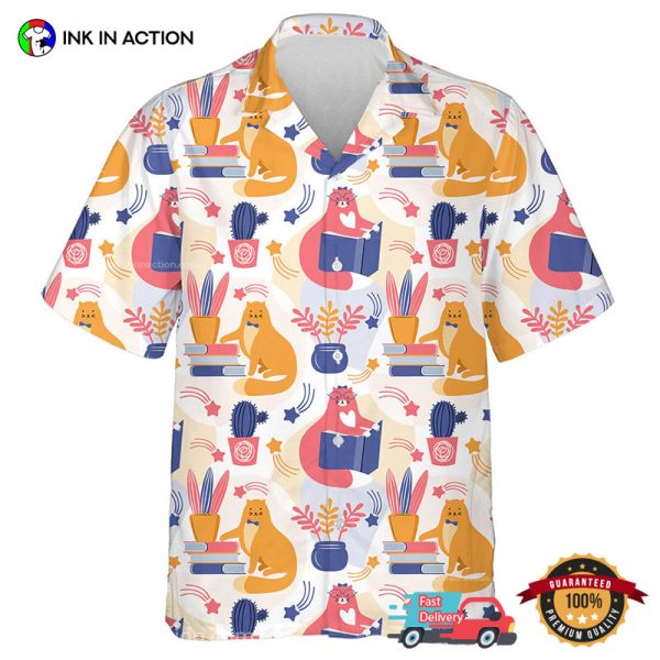 Cats And Books Hawaiian Shirt