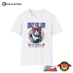 Crazy Cat Lady For Kamala 2024 USA President T shirt 1