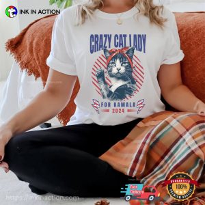 Crazy Cat Lady For Kamala 2024 USA President T shirt 2