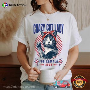 Crazy Cat Lady For Kamala 2024 USA President T shirt 3