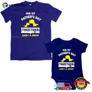 Customized 1st Father’s Day Together T rex Dad And Kids Matching Tee 2