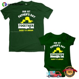 Customized 1st Father’s Day Together T rex Dad And Kids Matching Tee 3