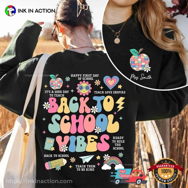 Customized Back To School Vibes Vintage Groovy T-shirt