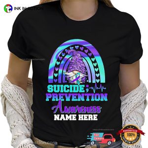 Customized suicide awareness month 2024 Gnome Ribbon T shirt 3