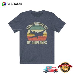 Easily Distracted By Airplanes Vintage T-shirt EASILY~2