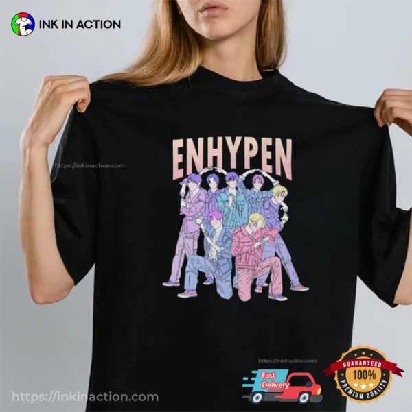 ENHYPEN Korean Boy Band Heart Hand Sign Graphic Tee