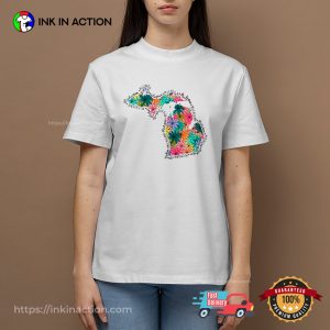 Floral Michigan State Pride Vacation USA T-shirt