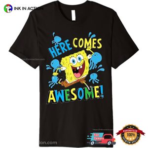 Here Comes Awesome! SpongeBob SquarePants Cartoon T shirt 3