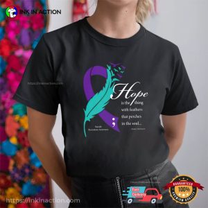 Hope Feather Purple suicide prevention ribbons T shirt 1