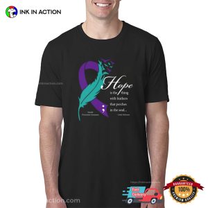 Hope Feather Purple Suicide Prevention Ribbons T-shirt