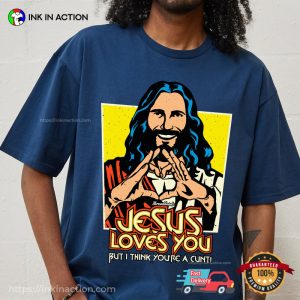 JESUS LOVES YOU Heart Hand Sign Funny Jesus Shirt