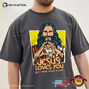 JESUS LOVES YOU Heart hand sign Funny Jesus Shirt 3