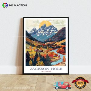 Jackson Hole Travel Poster of Wyoming Wall Art No.2