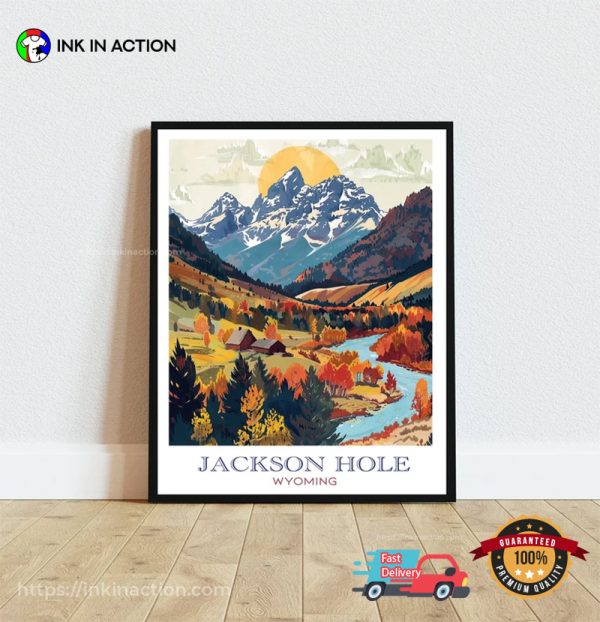 Jackson Hole Travel Poster of Wyoming Wall Art No.2