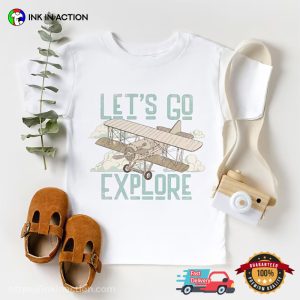 Let’s Go Explore Retro Airplane Adventure T-shirt