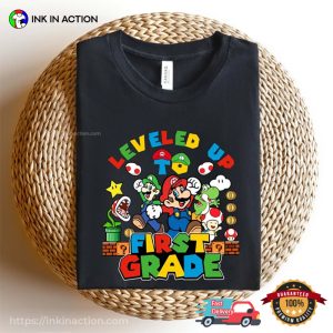 Leveled Up To First Grade Funny Mario Back To School Shirt 3