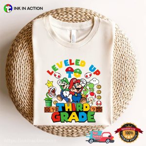 Leveled Up To First Grade Funny Mario Back To School Shirt 4