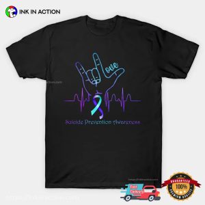 Love Suicide Prevention Awareness Purple Ribbon T shirt 3