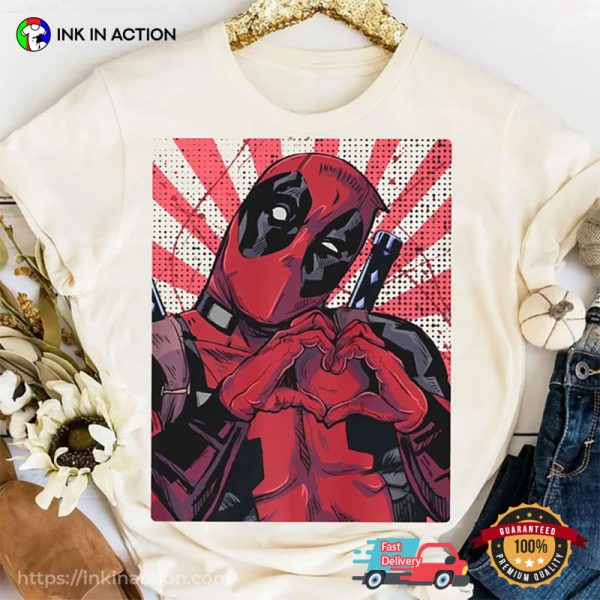 Marvel Deadpool Love Sign Funny X-Men Cartoon Comfort Colors T-shirt