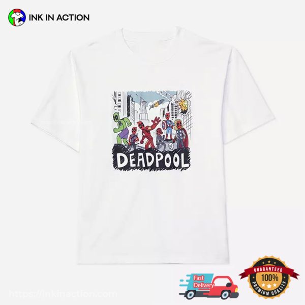 Marvel Studios Deadpool Avengers Funny Art T-shirt