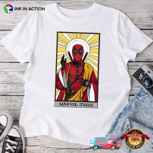 Marvel Jesus Funny Deadpool Tarot Card T-shirt, Funny Deadpool And Wolverine Apparel