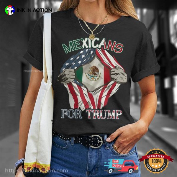 Mexicans For Trump 2024 Mexico Usa Friendship Flag T-Shirt