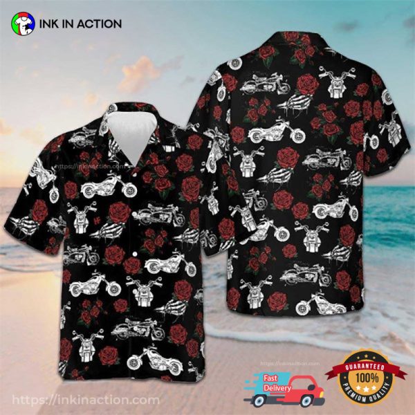 Motorbike Rose Gifts For Motorcycle Lovers Hawaiian Shirt