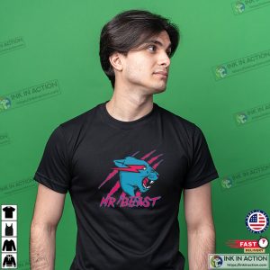 Mr Beast Black Red Lightning Cat T shirt 3