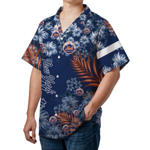 New York Mets Floral Blue Hawaiian Shirt 5