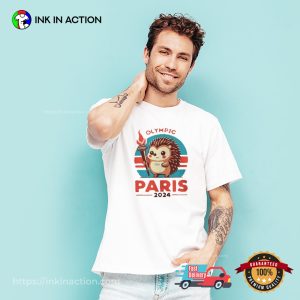 Paris 2024 Olympic Hedgehog Mascot T shirt 2