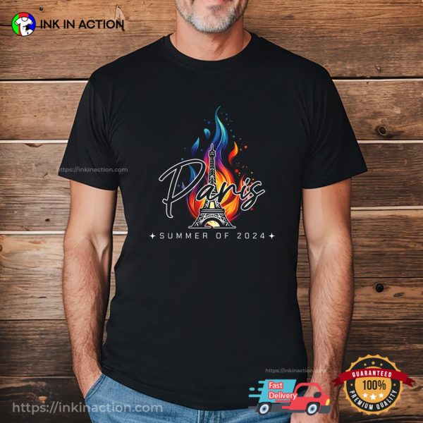 Paris Summer Of 2024 Eiffel Tower Olympics Flame T-shirt