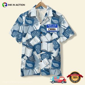 Personalized Book Lover Blue Hawaiian Shirt
