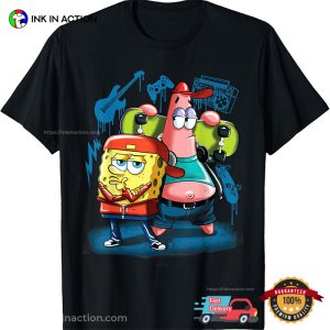 Punk Rock Spongebob SquarePants And Patrick Star Hip Hop Graphic Tee 4