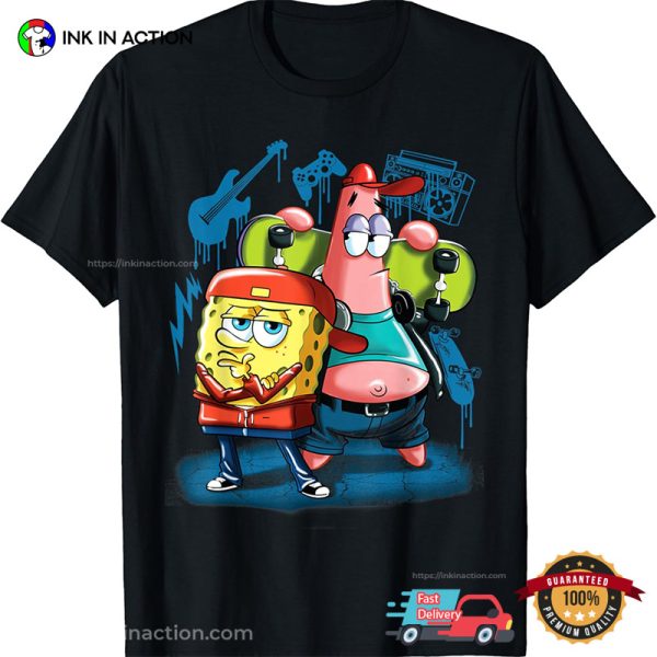 Punk Rock Spongebob SquarePants And Patrick Star Hip Hop Graphic Tee