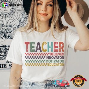 Retro Teacher Believer Innovator Motivator Educator Shirt