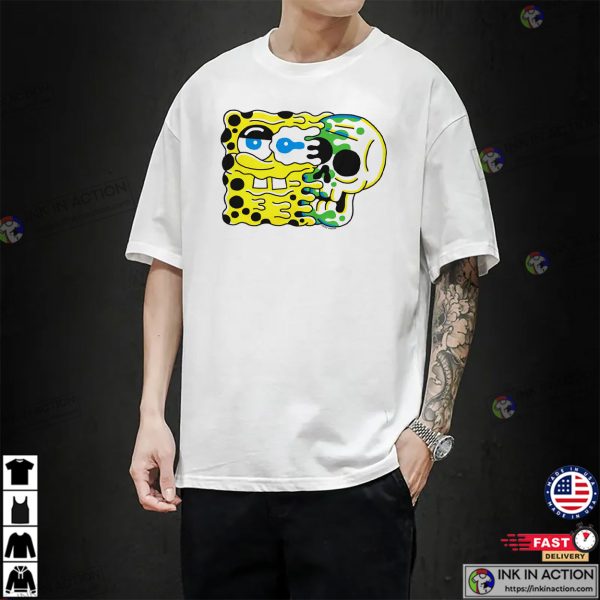 SPONGEBOB SQUAREPANTS CARTOON SKULL Graphic Tee