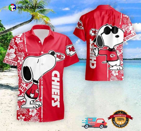 Snoopy Kansas City Chiefs Red Aloha Shirt