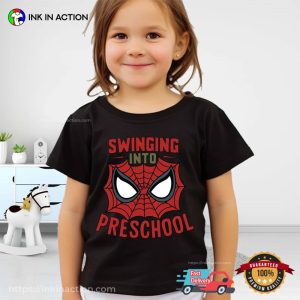 Swinging Into Preschool Funny Back To School Spiderman Shirt