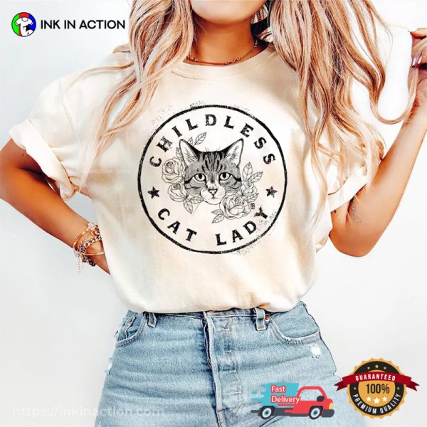 Vintage Childless Cat Lady, Against Fascism Shirt