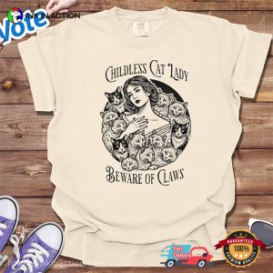 Vintage Childless Cat Lady, Beware of Claws Shirt 2