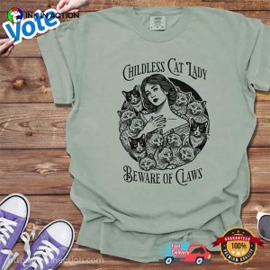 Vintage Childless Cat Lady, Beware of Claws Shirt