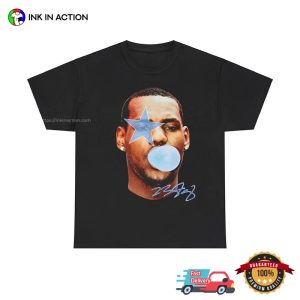 Vintage LeBron James Blowing Bubble Gum Funny NBA Tee 3