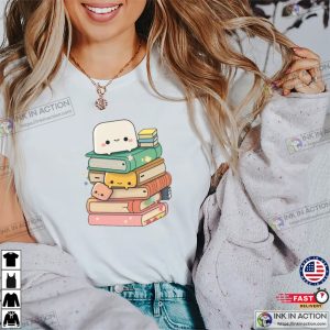 Whimsical Reading Buddy Adorable Kawaii Book Lovers Tee 3