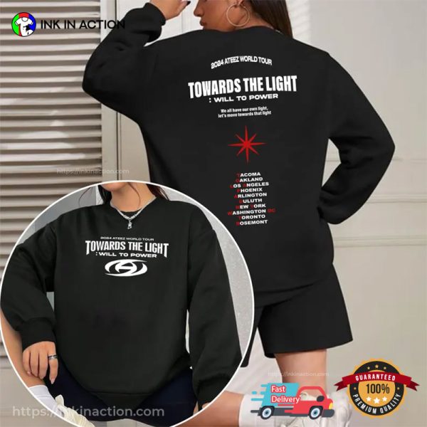 2024 Ateez World Tour Towards The Light Concert 2 Sided T-shirt