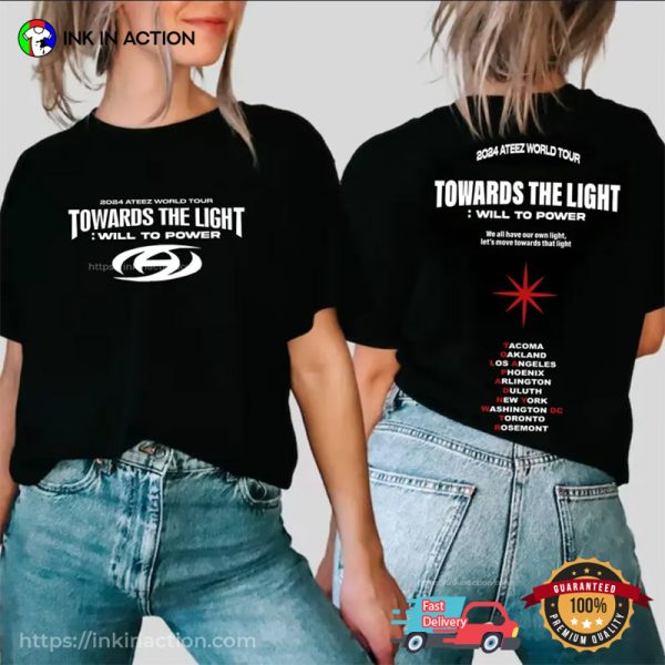 2024 Ateez World Tour Towards The Light Concert 2 Sided T-shirt