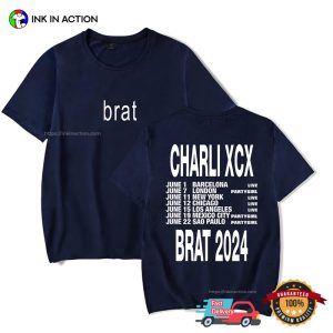 Album Brat Charli XCX Tour 2024 Checklist 2 Sided T shirt 2