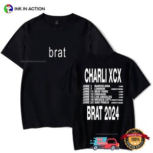 Album Brat Charli XCX Tour 2024 Checklist 2 Sided T shirt 3